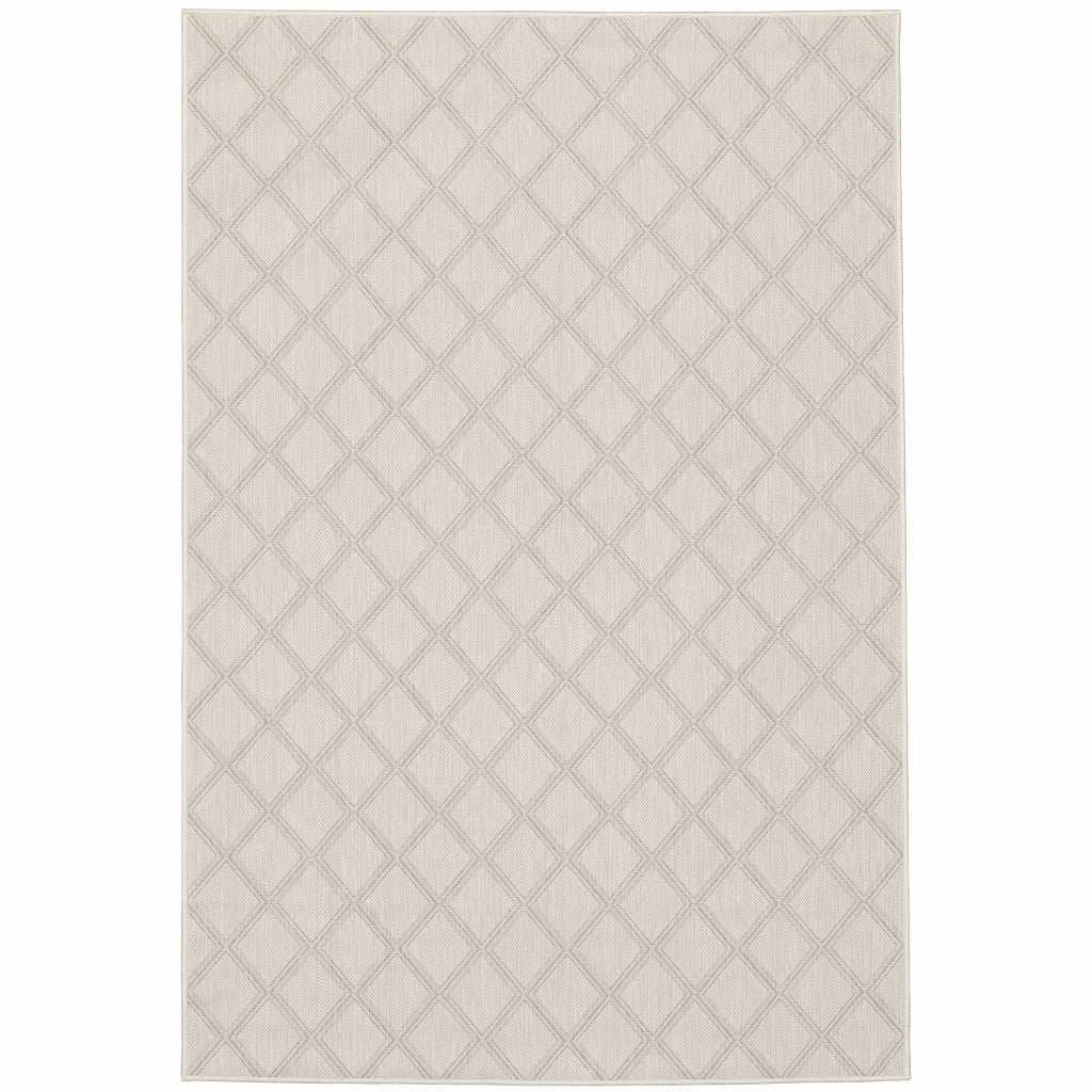8' x 10' Gray and Ivory Geometric Stain Resistant Indoor Outdoor Area Rug - Homeroots - Flyclothing LLC