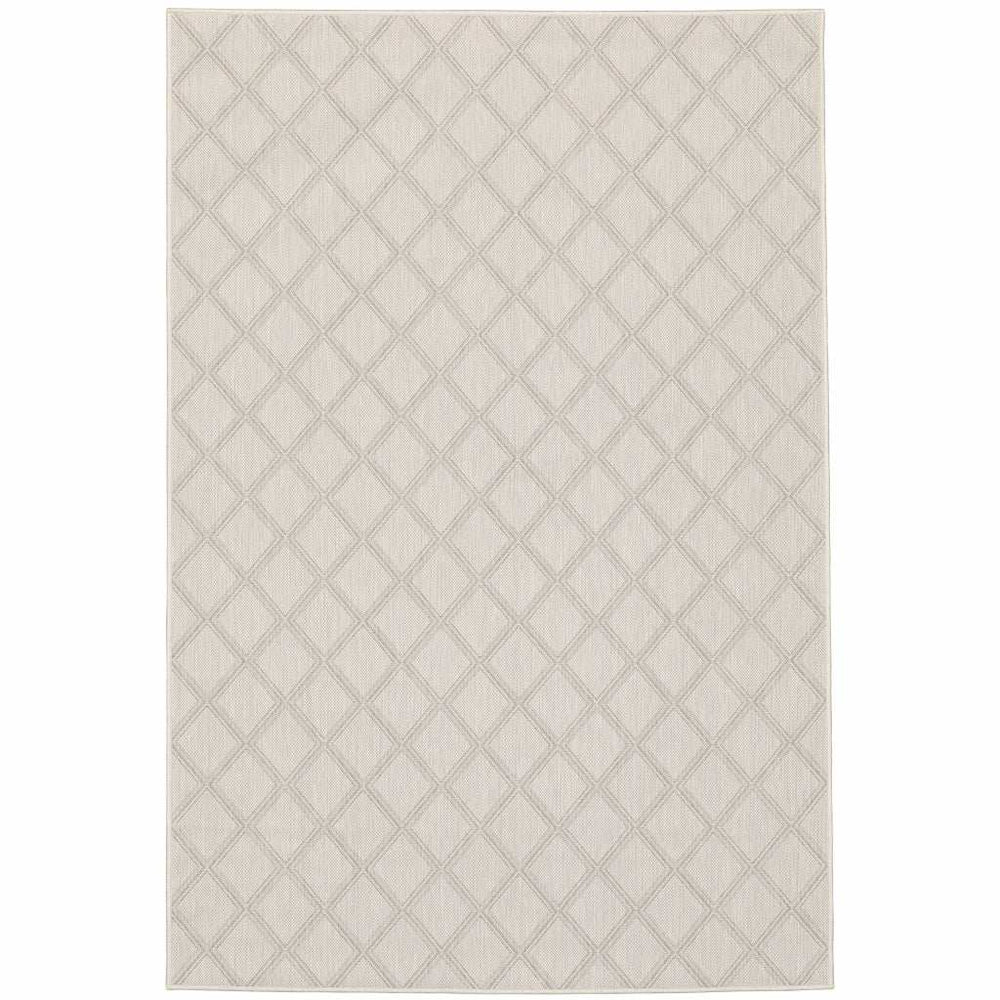 8' x 10' Gray and Ivory Geometric Stain Resistant Indoor Outdoor Area Rug - Homeroots - Flyclothing LLC