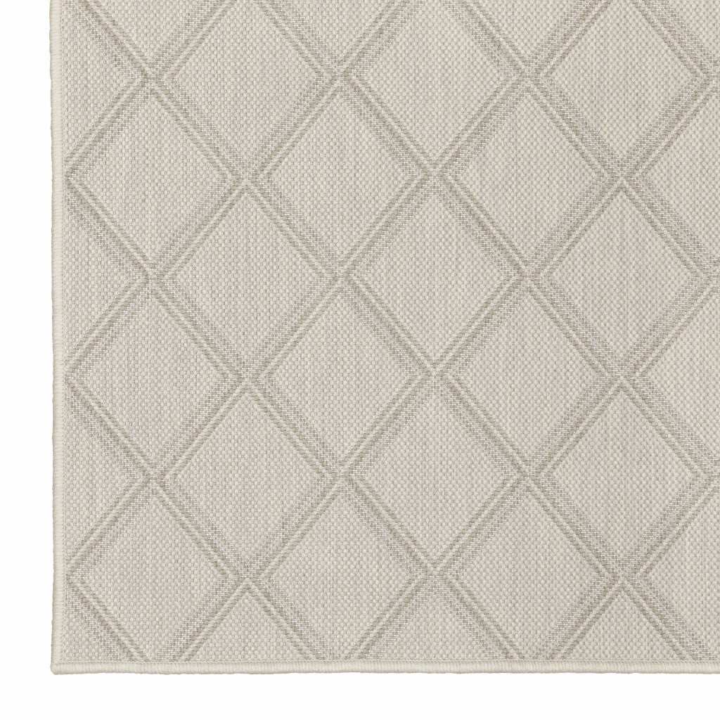 8' x 10' Gray and Ivory Geometric Stain Resistant Indoor Outdoor Area Rug - Homeroots - Flyclothing LLC