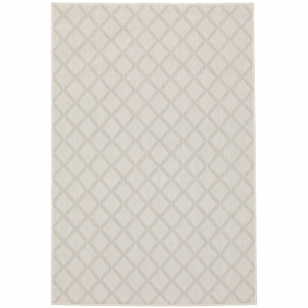 10' X 13' Gray and Ivory Geometric Stain Resistant Indoor Outdoor Area Rug - Homeroots