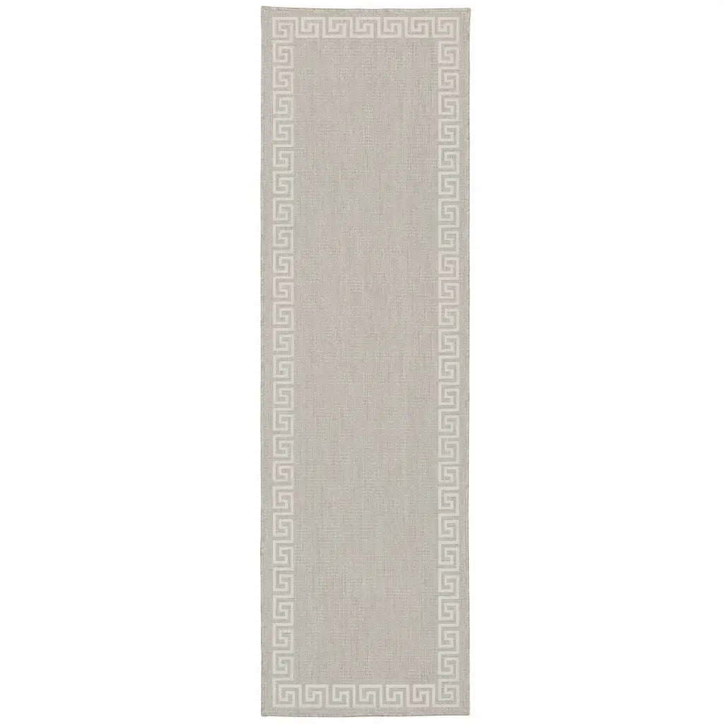 2' X 7' Gray and Ivory Stain Resistant Indoor Outdoor Area Rug - Homeroots - Flyclothing LLC