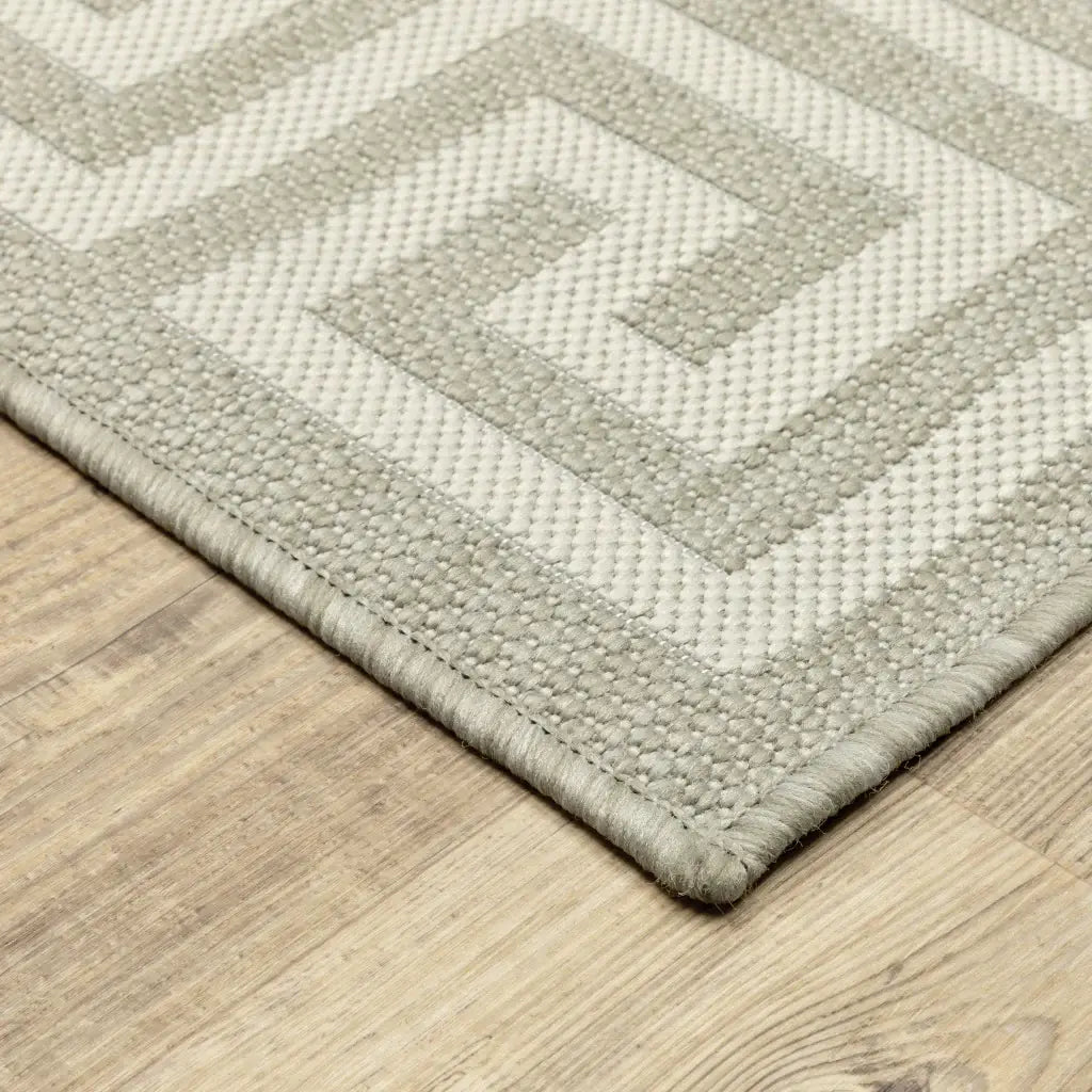 2' X 7' Gray and Ivory Stain Resistant Indoor Outdoor Area Rug - Homeroots - Flyclothing LLC