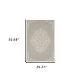 3' X 5' Gray and Ivory Oriental Stain Resistant Indoor Outdoor Area Rug - Homeroots - Flyclothing LLC