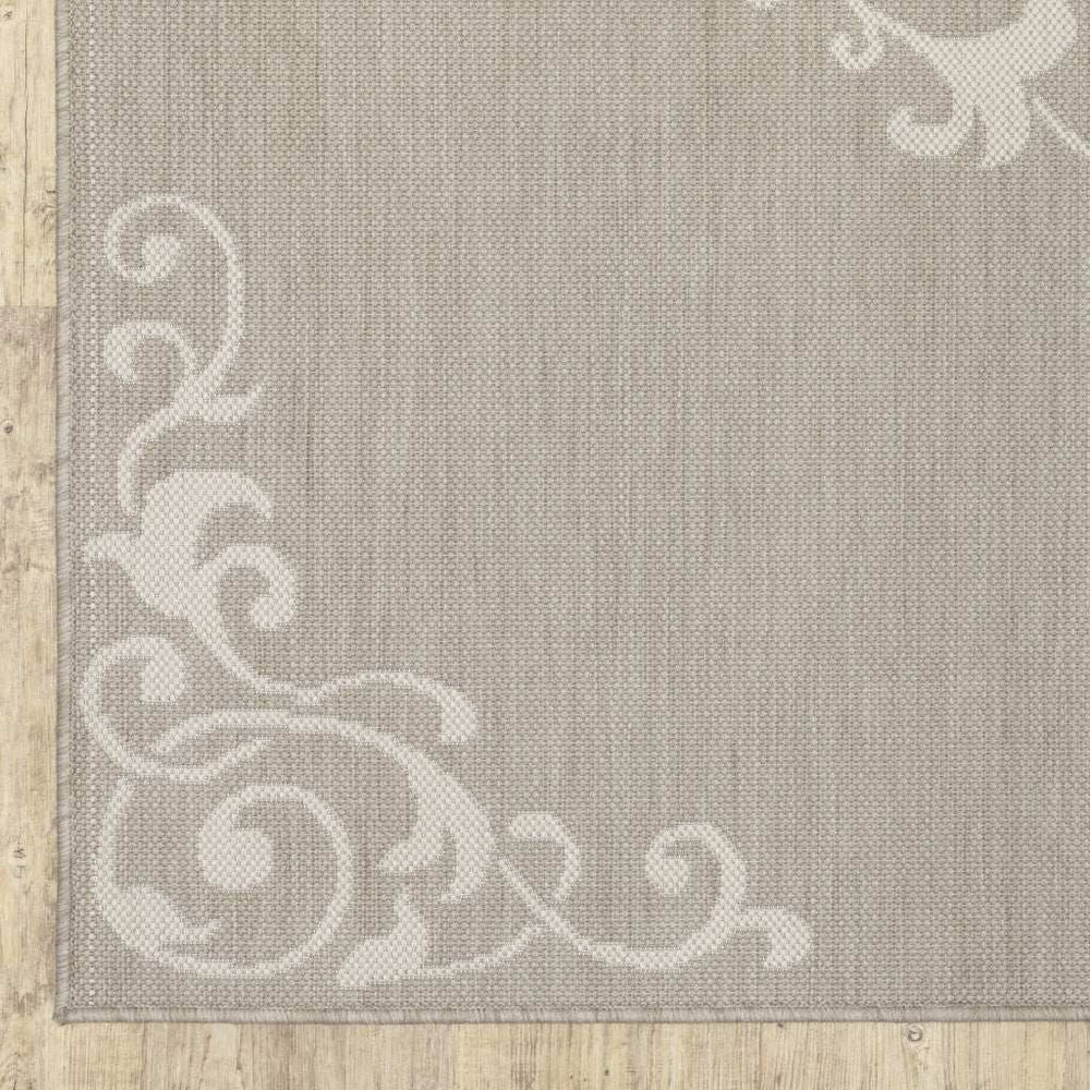 3' X 5' Gray and Ivory Oriental Stain Resistant Indoor Outdoor Area Rug - Homeroots - Flyclothing LLC