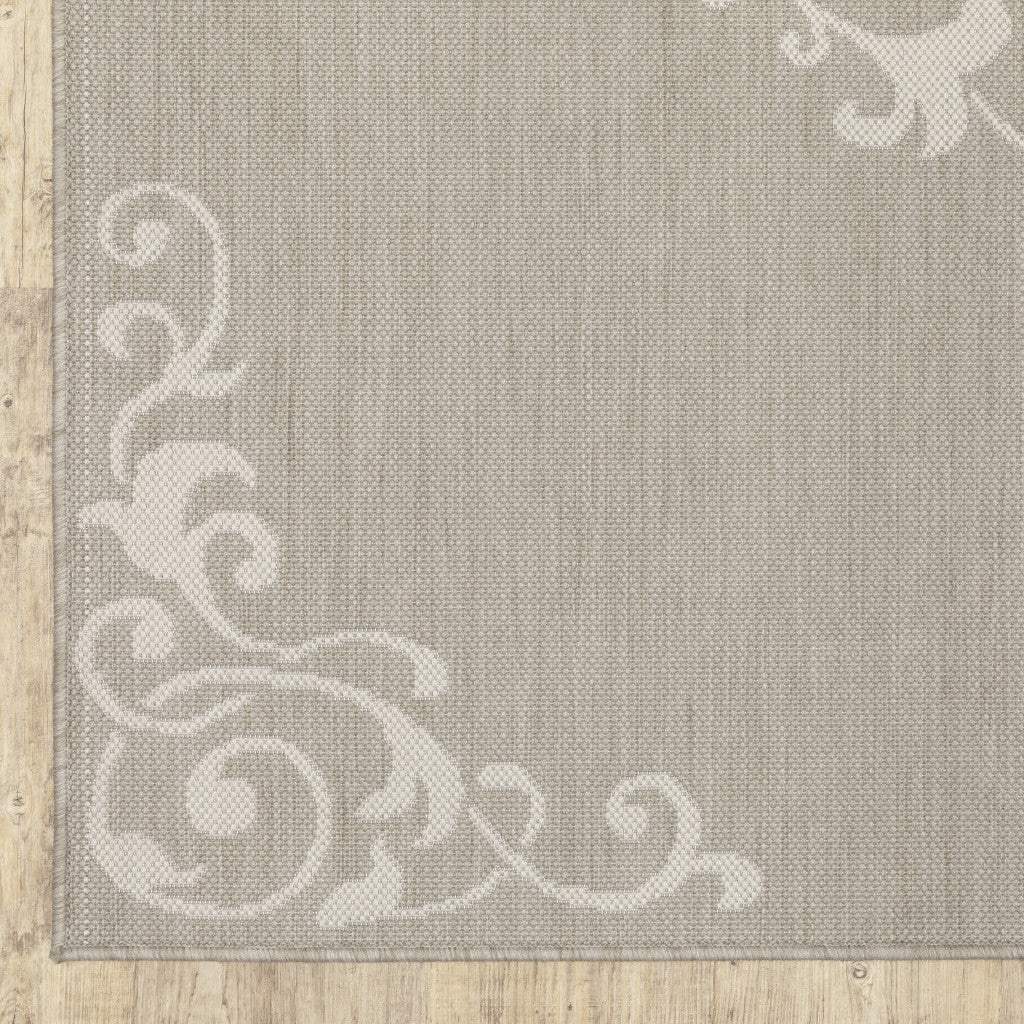 5' X 7' Gray and Ivory Oriental Stain Resistant Indoor Outdoor Area Rug - Homeroots - Flyclothing LLC