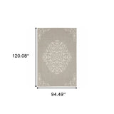 8' X 10' Gray and Ivory Oriental Stain Resistant Indoor Outdoor Area Rug - Homeroots - Flyclothing LLC
