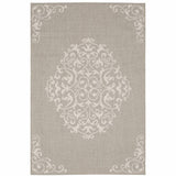 10' X 13' Gray and Ivory Oriental Stain Resistant Indoor Outdoor Area Rug - Homeroots - Flyclothing LLC