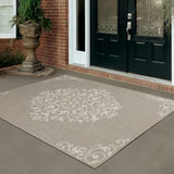 10' X 13' Gray and Ivory Oriental Stain Resistant Indoor Outdoor Area Rug - Homeroots - Flyclothing LLC