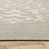 10' X 13' Gray and Ivory Oriental Stain Resistant Indoor Outdoor Area Rug - Homeroots - Flyclothing LLC