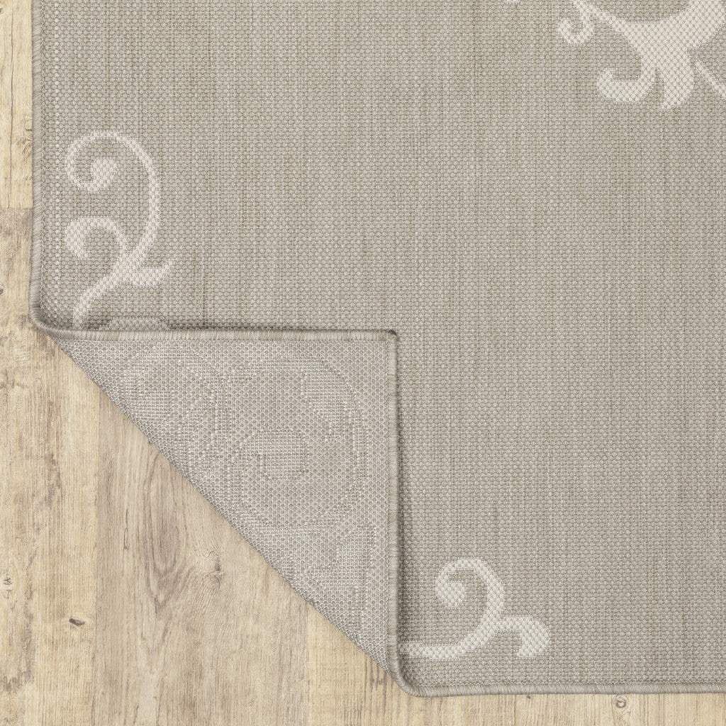 10' X 13' Gray and Ivory Oriental Stain Resistant Indoor Outdoor Area Rug - Homeroots - Flyclothing LLC