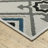 2' X 7' Blue and Beige Oriental Stain Resistant Indoor Outdoor Area Rug - Homeroots