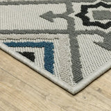 3' X 5' Blue and Beige Oriental Stain Resistant Indoor Outdoor Area Rug - Homeroots - Flyclothing LLC