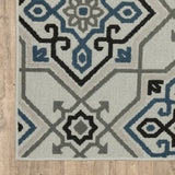 3' X 5' Blue and Beige Oriental Stain Resistant Indoor Outdoor Area Rug - Homeroots - Flyclothing LLC