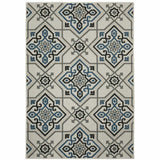 5' X 7' Blue and Beige Oriental Stain Resistant Indoor Outdoor Area Rug - Homeroots - Flyclothing LLC