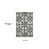 7' X 9' Blue and Beige Oriental Stain Resistant Indoor Outdoor Area Rug - Homeroots - Flyclothing LLC