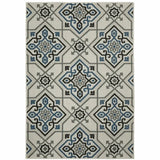 8' X 10' Blue and Beige Oriental Stain Resistant Indoor Outdoor Area Rug - Homeroots - Flyclothing LLC
