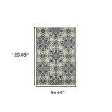 8' X 10' Blue and Beige Oriental Stain Resistant Indoor Outdoor Area Rug - Homeroots - Flyclothing LLC