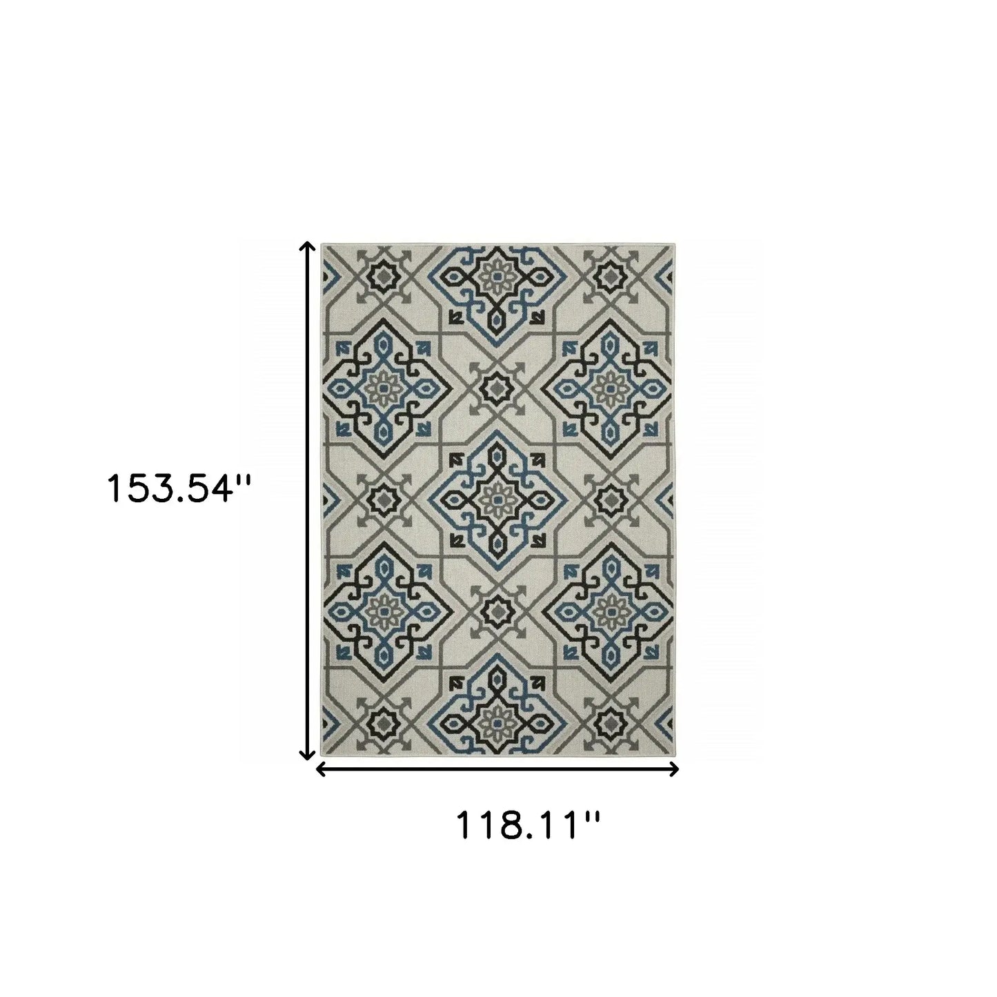 10' X 13' Blue and Beige Oriental Stain Resistant Indoor Outdoor Area Rug - Homeroots - Flyclothing LLC