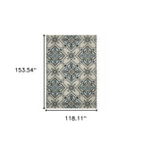 10' X 13' Blue and Beige Oriental Stain Resistant Indoor Outdoor Area Rug - Homeroots - Flyclothing LLC