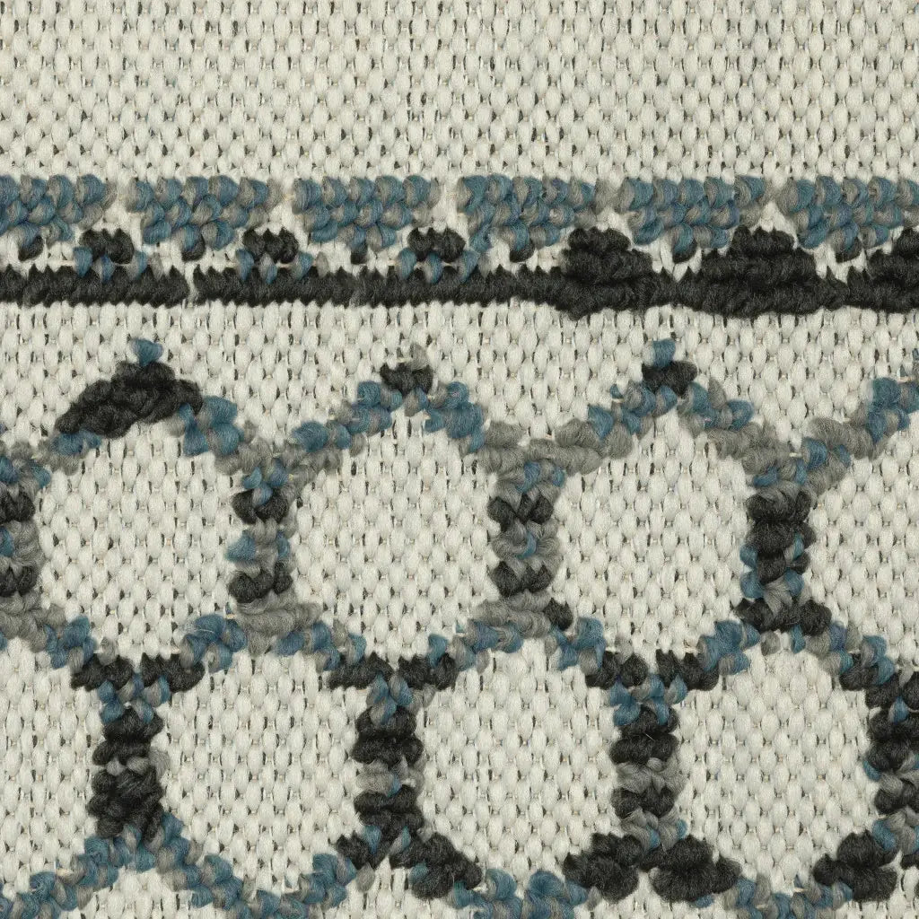 2' X 4' Blue and Beige Geometric Stain Resistant Indoor Outdoor Area Rug - Homeroots - Flyclothing LLC
