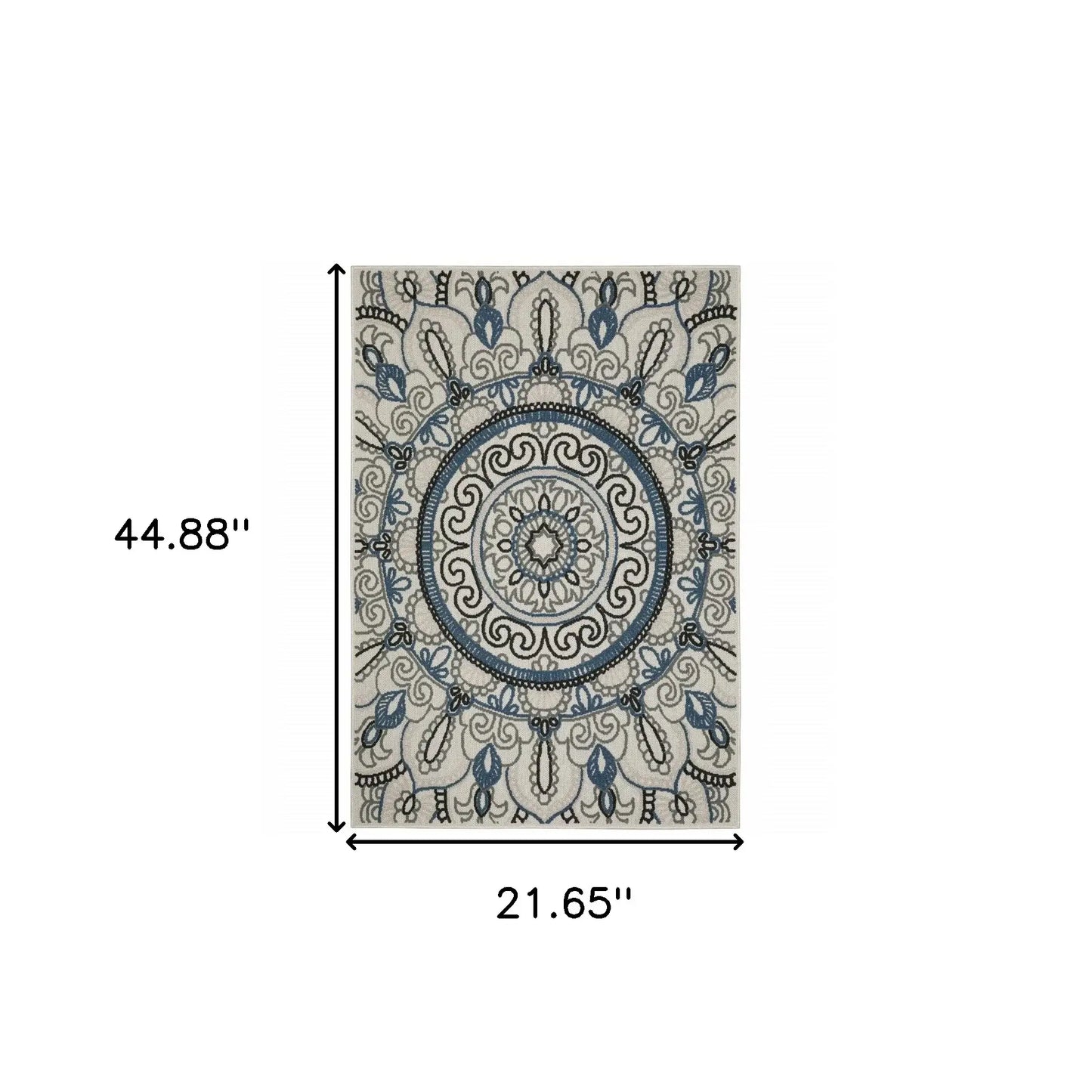 2' X 4' Blue and Beige Geometric Stain Resistant Indoor Outdoor Area Rug - Homeroots - Flyclothing LLC
