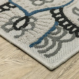 2' X 4' Blue and Beige Geometric Stain Resistant Indoor Outdoor Area Rug - Homeroots - Flyclothing LLC