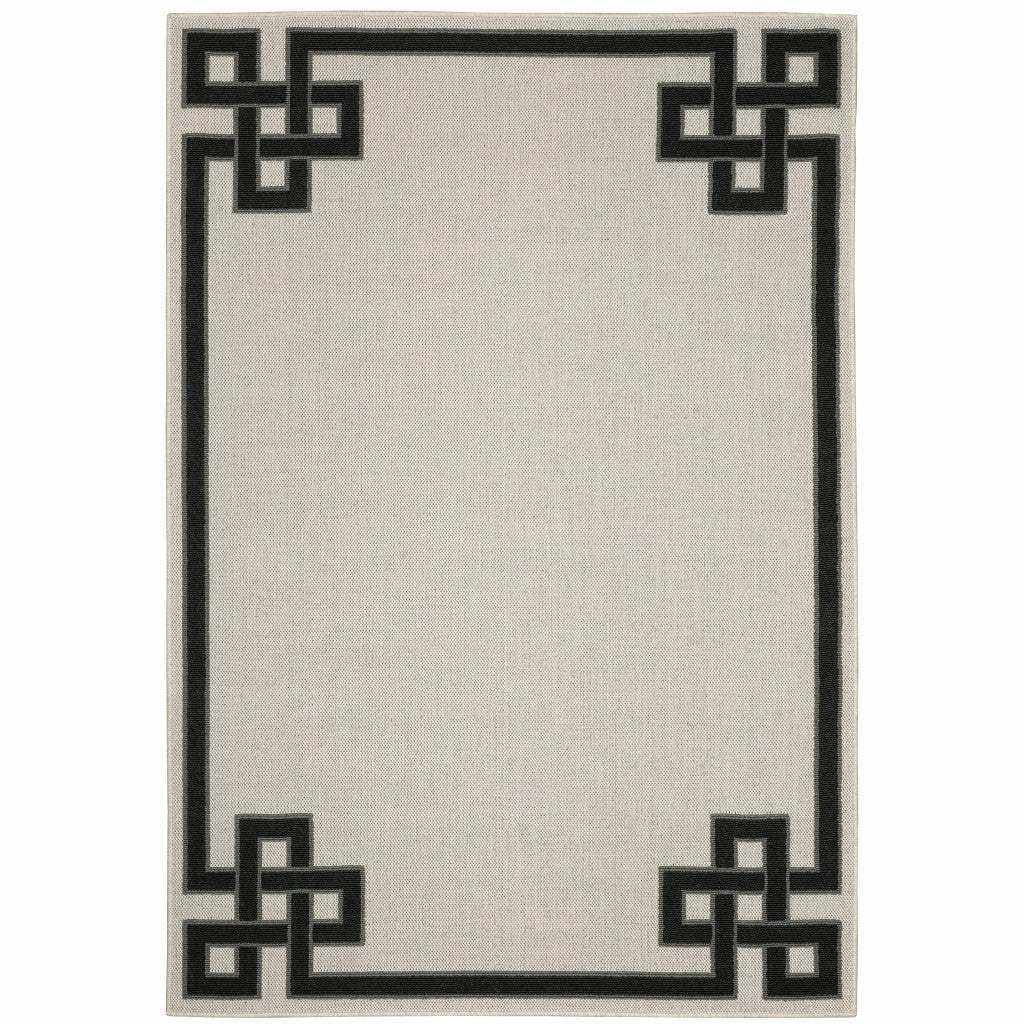 2' X 4' Beige and Black Stain Resistant Indoor Outdoor Area Rug - Homeroots - Flyclothing LLC