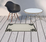 2' X 4' Beige and Black Stain Resistant Indoor Outdoor Area Rug - Homeroots