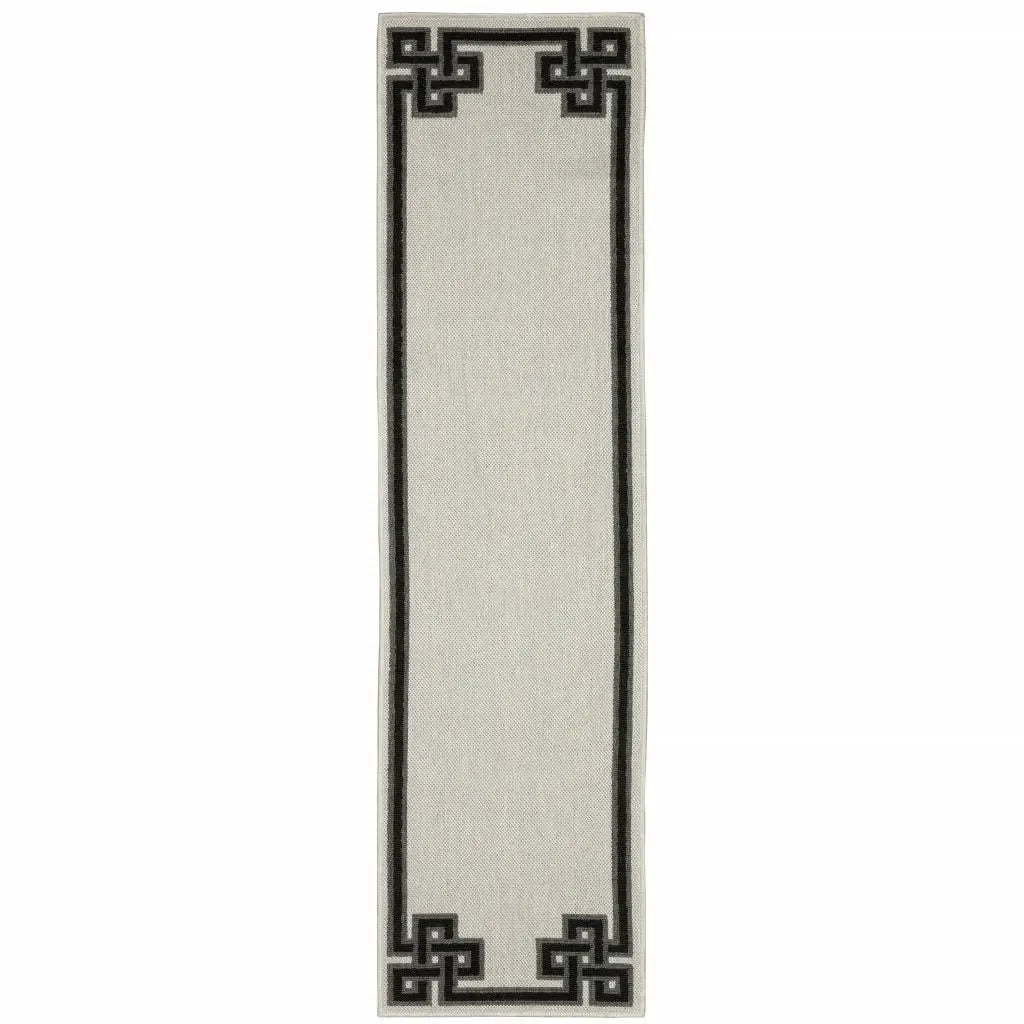 2' X 7' Beige and Black Stain Resistant Indoor Outdoor Area Rug - Homeroots - Flyclothing LLC