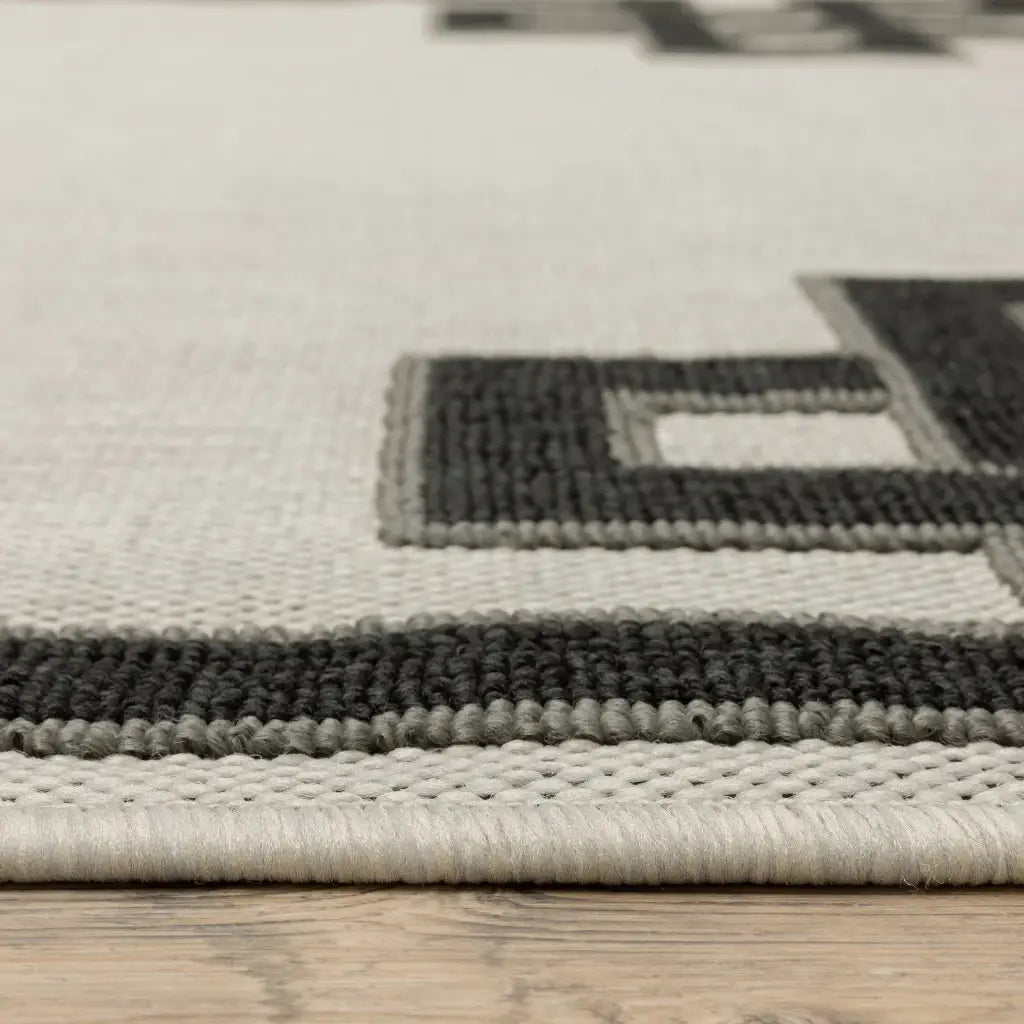 2' X 7' Beige and Black Stain Resistant Indoor Outdoor Area Rug - Homeroots - Flyclothing LLC