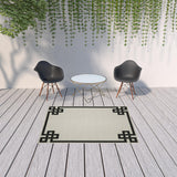 5' X 7' Beige and Black Stain Resistant Indoor Outdoor Area Rug - Homeroots