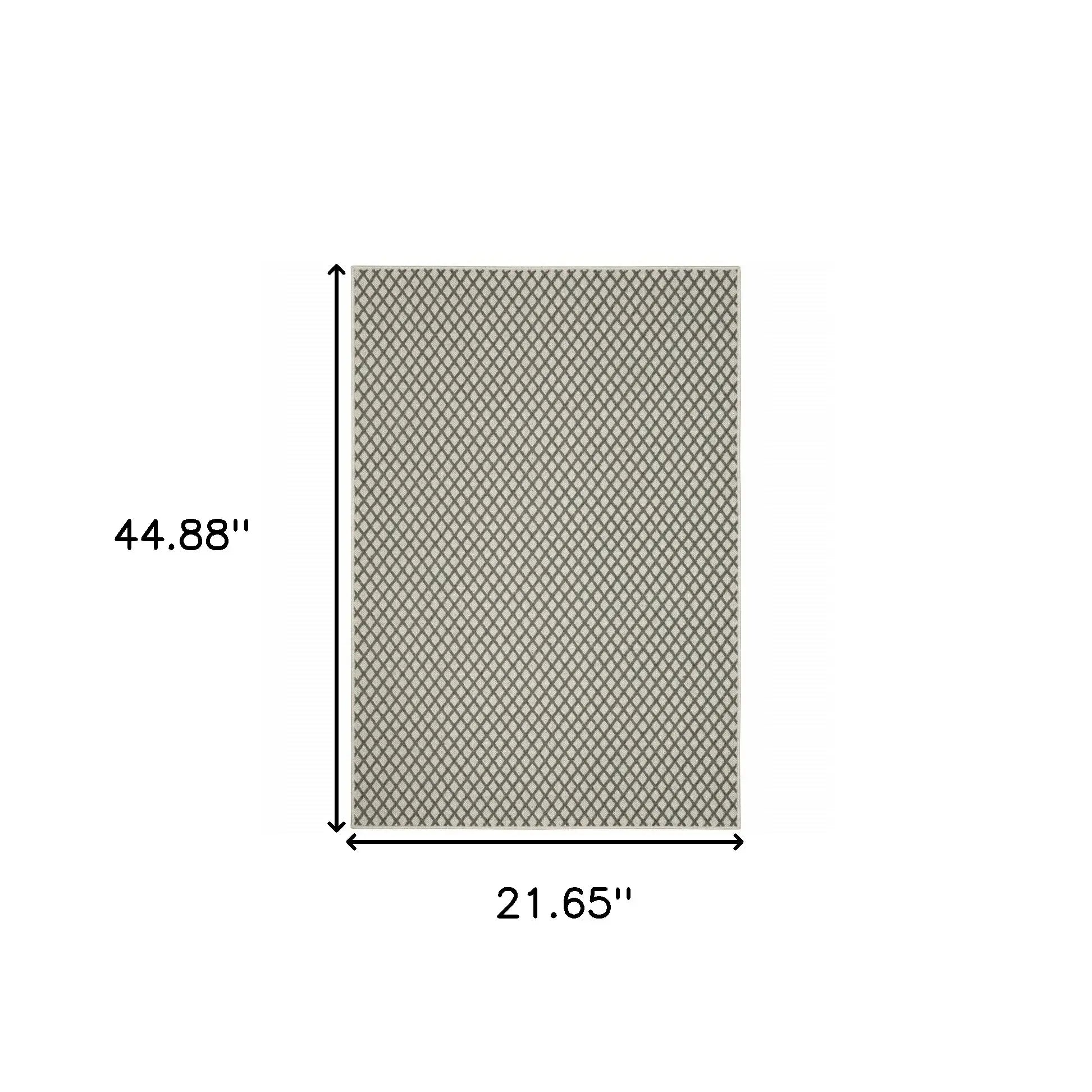 2' X 4' Beige Geometric Stain Resistant Indoor Outdoor Area Rug - Homeroots - Flyclothing LLC