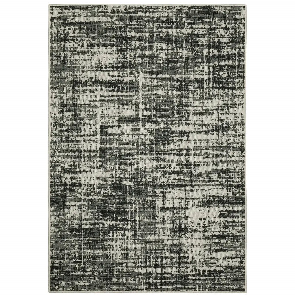2' X 4' Beige and Black Abstract Stain Resistant Indoor Outdoor Area Rug - Homeroots - Flyclothing LLC