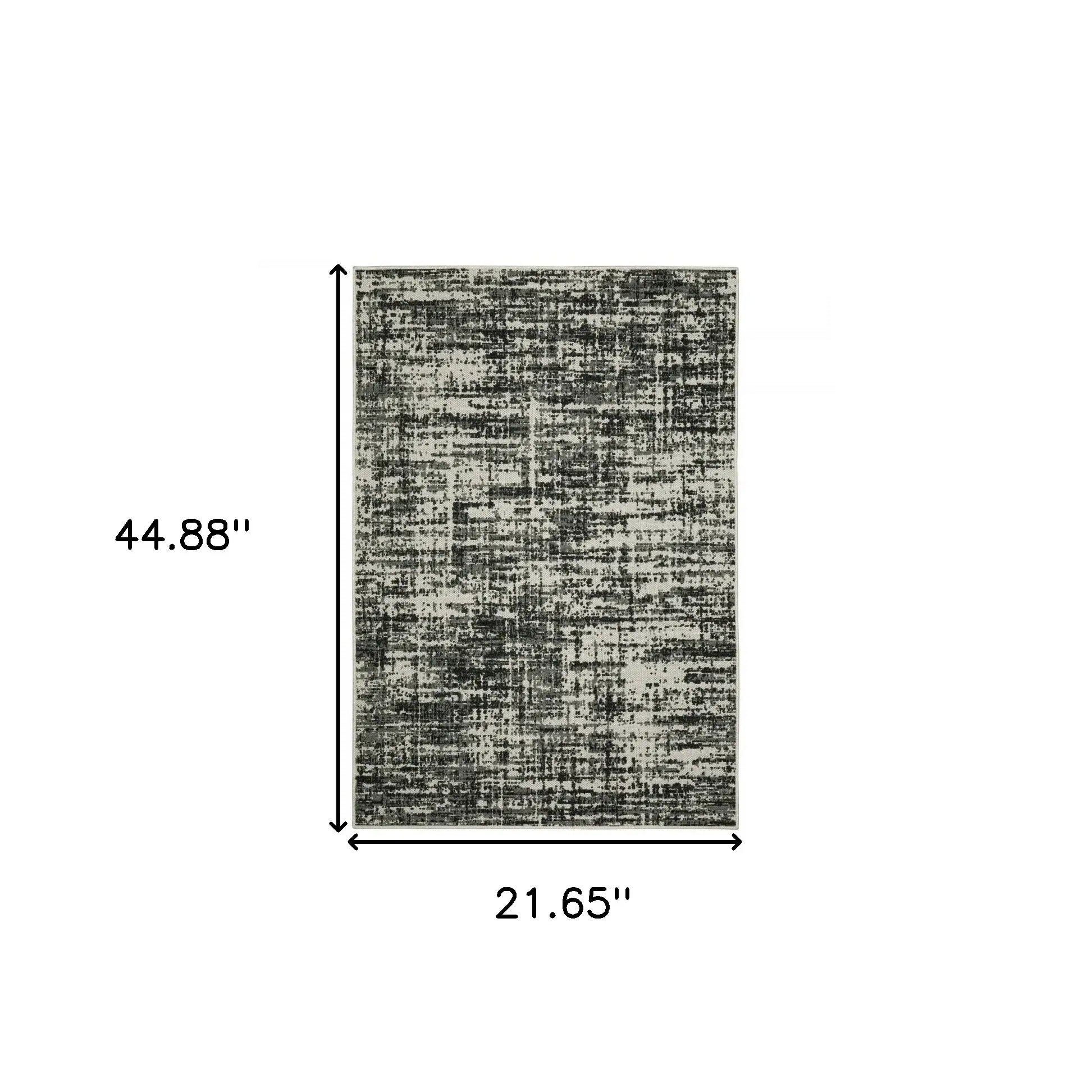 2' X 4' Beige and Black Abstract Stain Resistant Indoor Outdoor Area Rug - Homeroots - Flyclothing LLC