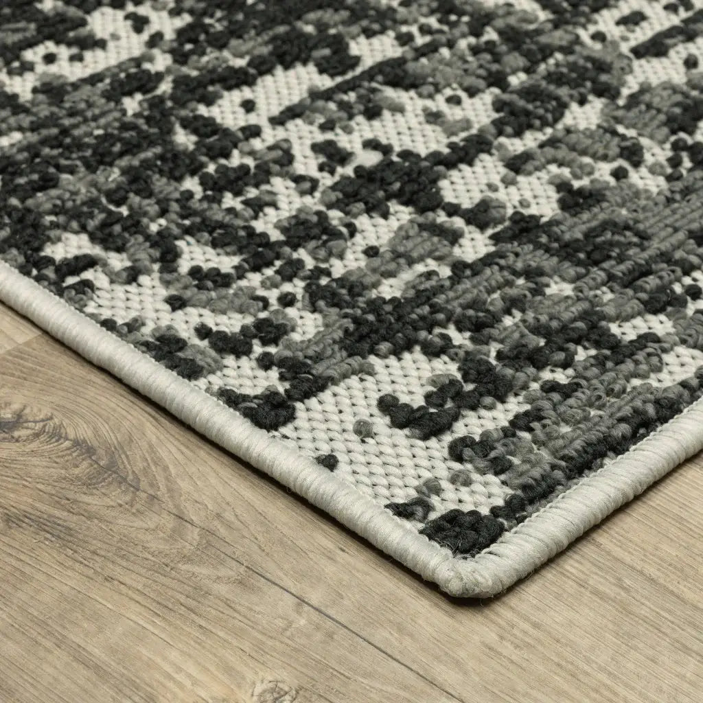 2' X 4' Beige and Black Abstract Stain Resistant Indoor Outdoor Area Rug - Homeroots - Flyclothing LLC