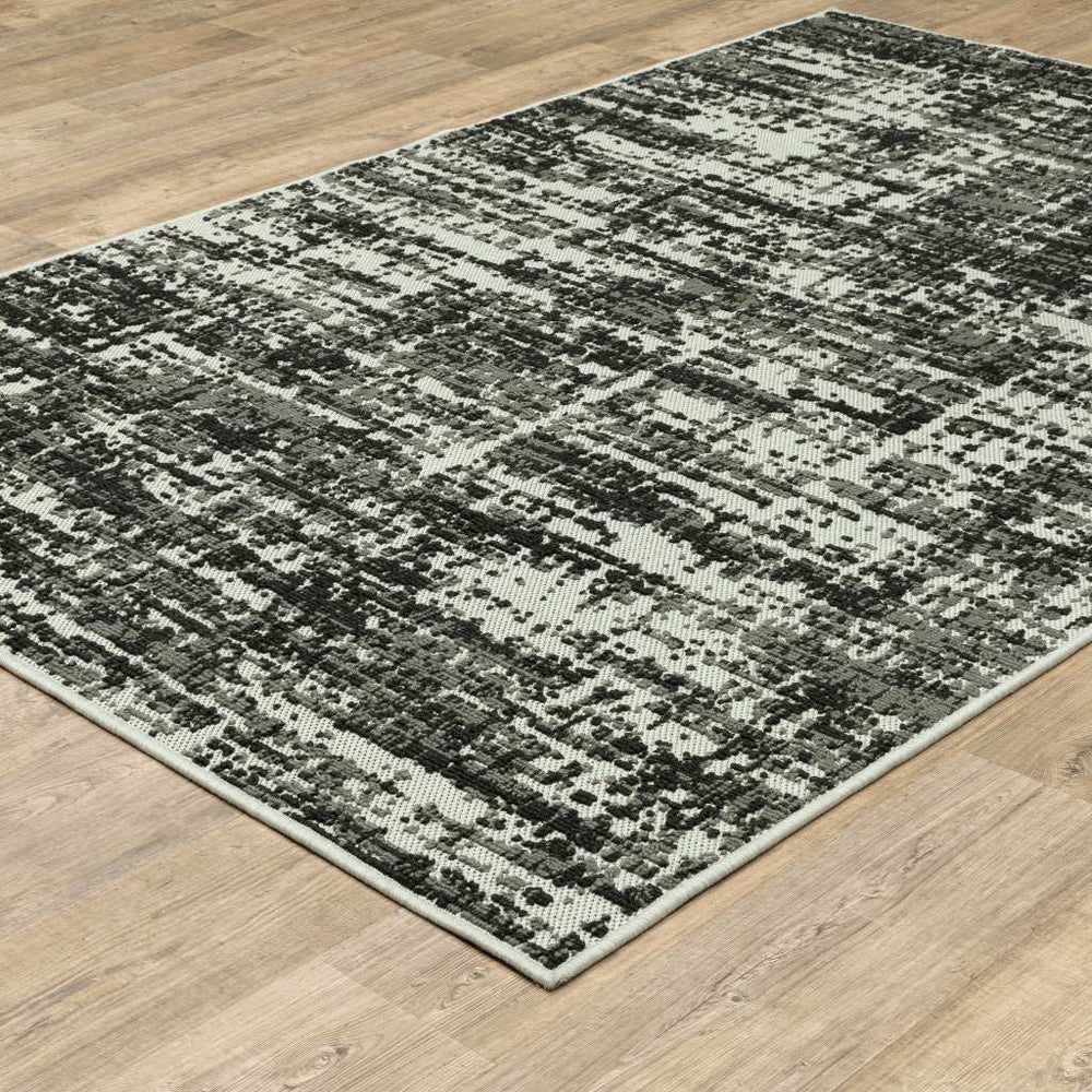 2' X 4' Beige and Black Abstract Stain Resistant Indoor Outdoor Area Rug - Homeroots - Flyclothing LLC