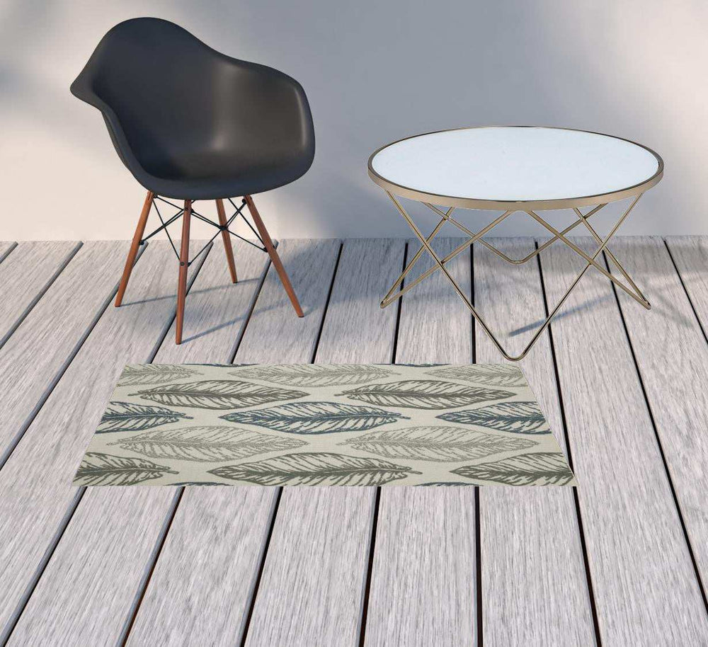 2' X 4' Beige Floral Stain Resistant Indoor Outdoor Area Rug - Homeroots - Flyclothing LLC