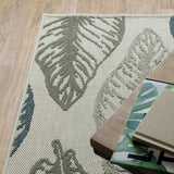 2' X 4' Beige Floral Stain Resistant Indoor Outdoor Area Rug - Homeroots - Flyclothing LLC