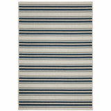 2' X 4' Blue and Beige Geometric Stain Resistant Indoor Outdoor Area Rug - Homeroots