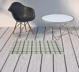 2' X 4' Blue and Beige Geometric Stain Resistant Indoor Outdoor Area Rug - Homeroots - Flyclothing LLC