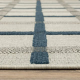 2' X 4' Blue and Beige Geometric Stain Resistant Indoor Outdoor Area Rug - Homeroots - Flyclothing LLC