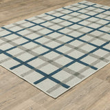 2' X 4' Blue and Beige Geometric Stain Resistant Indoor Outdoor Area Rug - Homeroots - Flyclothing LLC