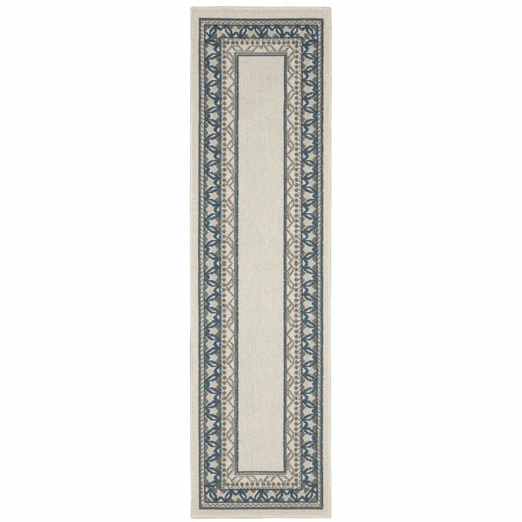 2' X 7' Blue and Beige Stain Resistant Indoor Outdoor Area Rug - Homeroots - Flyclothing LLC