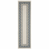2' X 7' Blue and Beige Stain Resistant Indoor Outdoor Area Rug - Homeroots