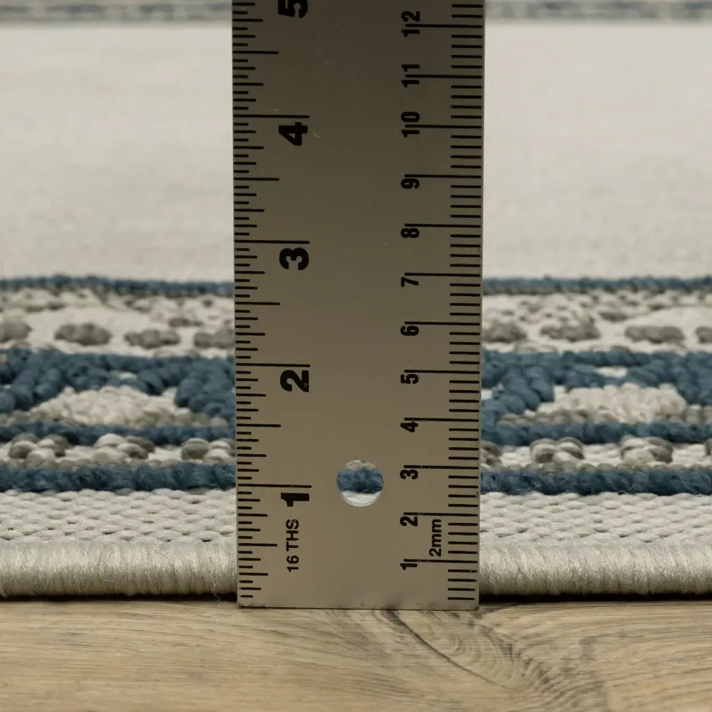 2' X 7' Blue and Beige Stain Resistant Indoor Outdoor Area Rug - Homeroots - Flyclothing LLC