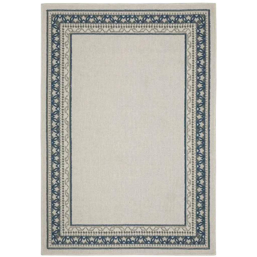 7' X 9' Blue and Beige Stain Resistant Indoor Outdoor Area Rug - Homeroots - Flyclothing LLC