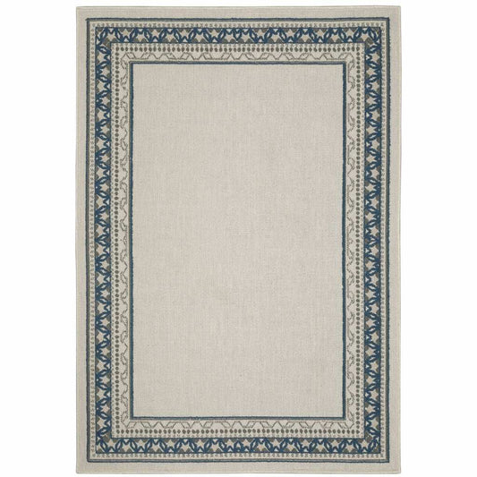 7' X 9' Blue and Beige Stain Resistant Indoor Outdoor Area Rug - Homeroots - Flyclothing LLC