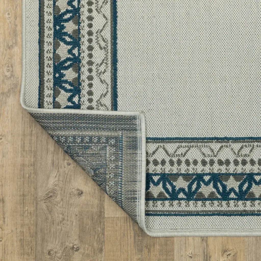 10' X 13' Blue and Beige Stain Resistant Indoor Outdoor Area Rug - Homeroots - Flyclothing LLC