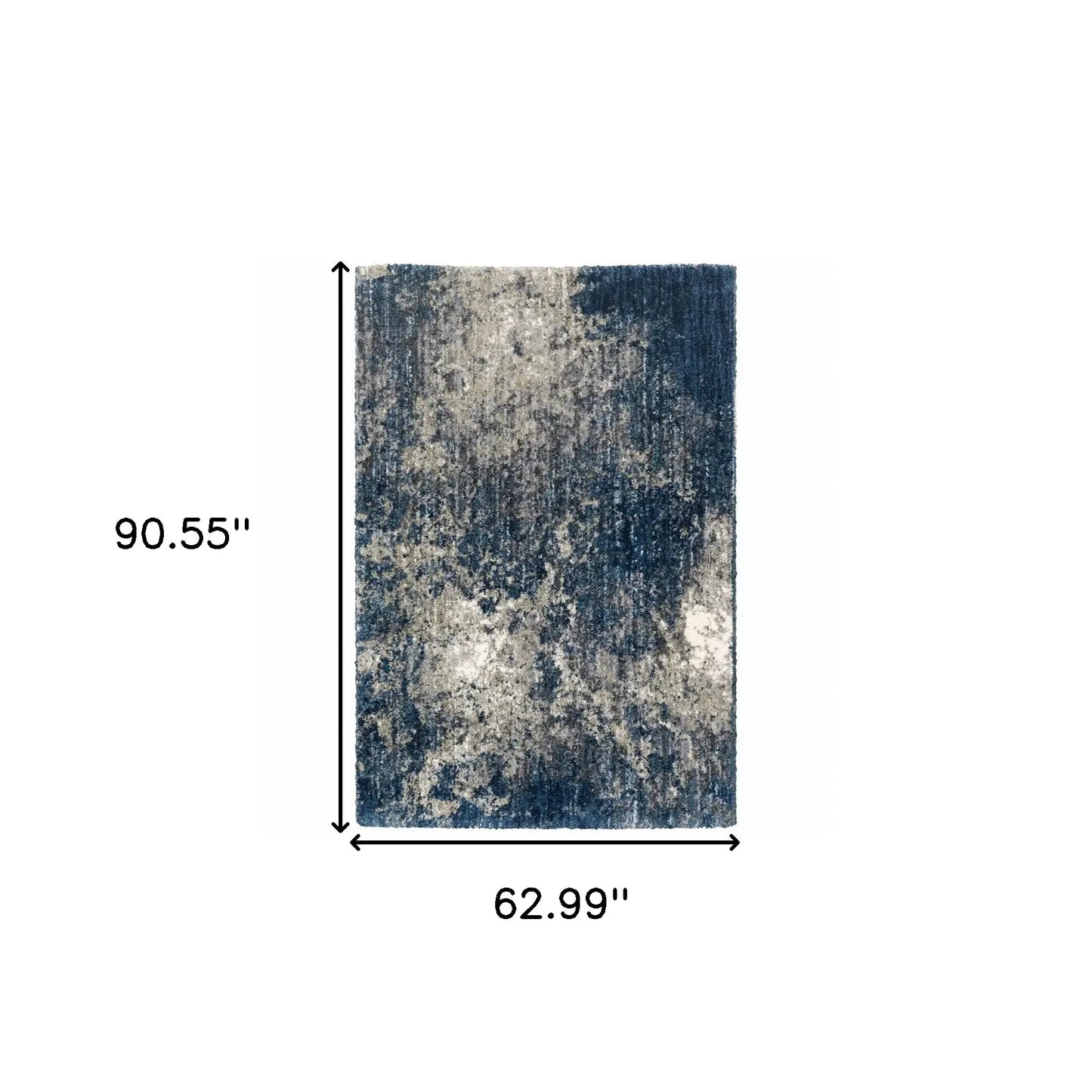 5' X 8' Blue And Grey Abstract Shag Power Loom Stain Resistant Area Rug - Homeroots - Flyclothing LLC