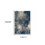 10' X 13' Blue And Grey Abstract Shag Power Loom Stain Resistant Area Rug - Homeroots - Flyclothing LLC